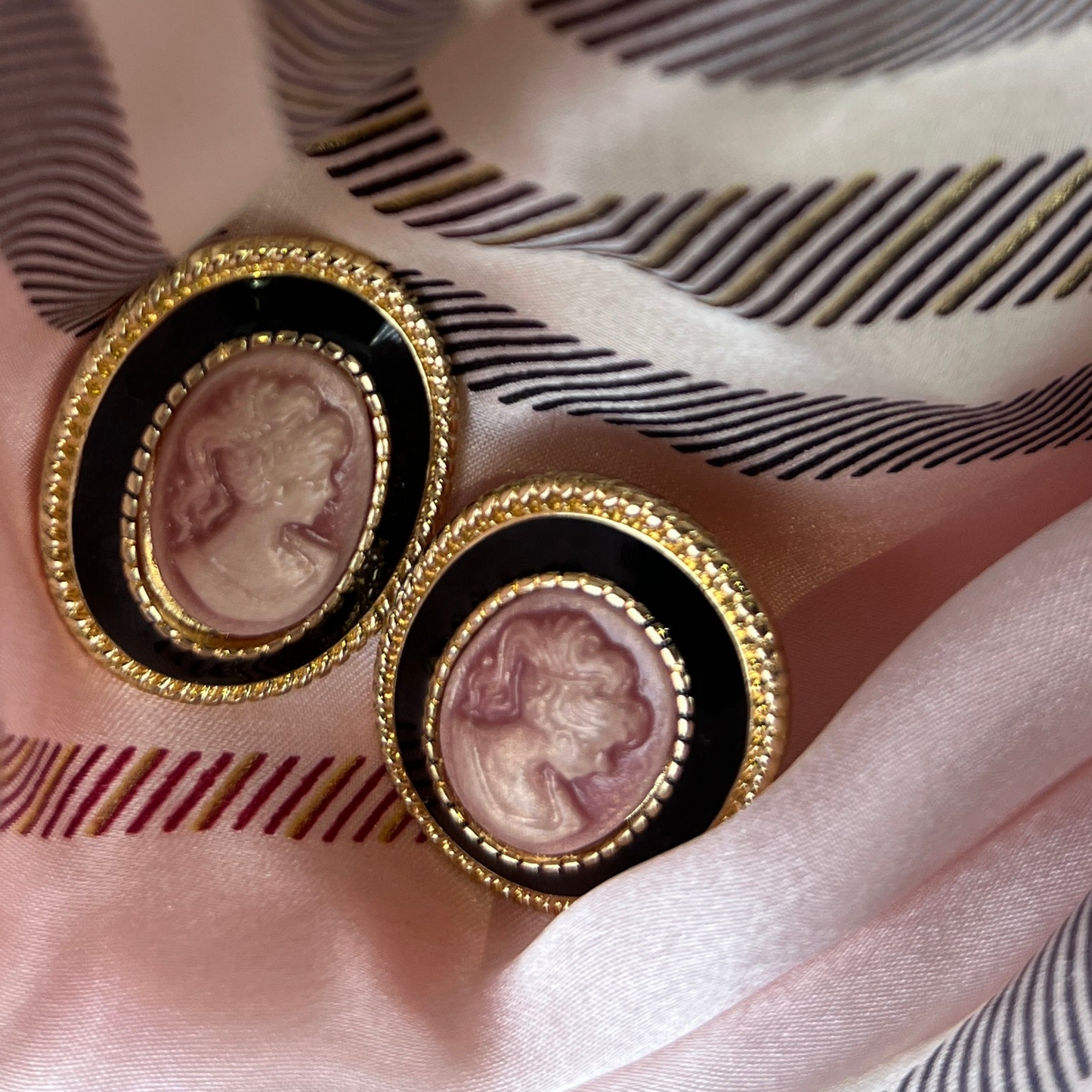 Noble Rose Cameo Earrings