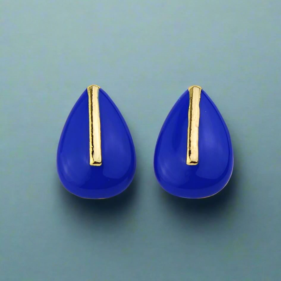 Blue Teardrop Studs